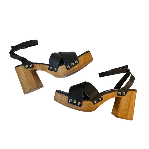 Steve Madden Masha Wood Block‎ Platform Heel Leather Ankle Strap Sandal Size 10 - Picture 2 of 7
